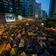 Protesters and tents occupy the main road to the financial Central district during the one month anniversary of the Occupy Central civil disobedience movement, in Hong Kong October 28, 2014.